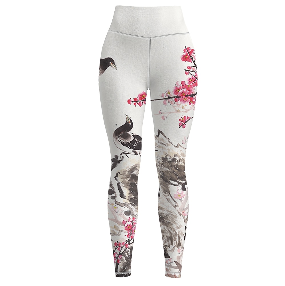 Per donna Pantaloni da yoga Sollevamento glutei Controllo addominale Vita Alta Allenamento in Palestra Corsa Fitness Collant Leggings Uccello Floreale Bianco Autunno Inverno Gli sport Abbigliamento del 2026 a $16.49 –P2