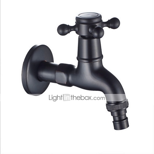 Robinet d'eau de machine à laver standard avec extrémité filetée, robinet de lavabo monotrou à poignée unique en laiton antique noir bronze huilé, robinet extérieur avec valve en céramique de 2025 ? $27.99 –P4