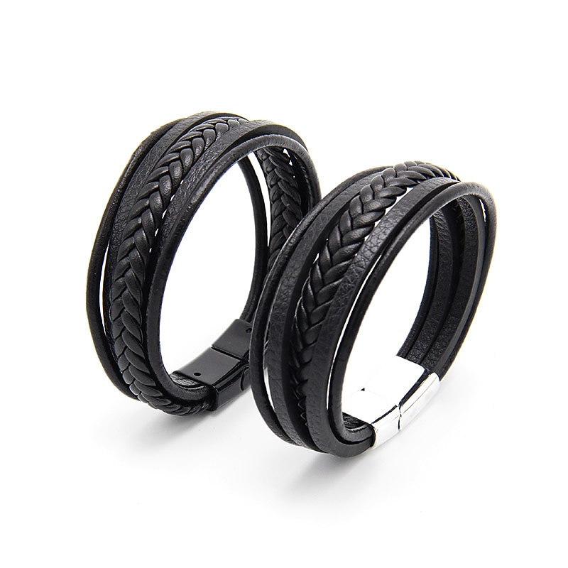 håndvevde smykke smykker fra flere lag fra lager, etnisk stil retro legering magnetisk spenne skinn armbånd 2025 - $6.99 –P9