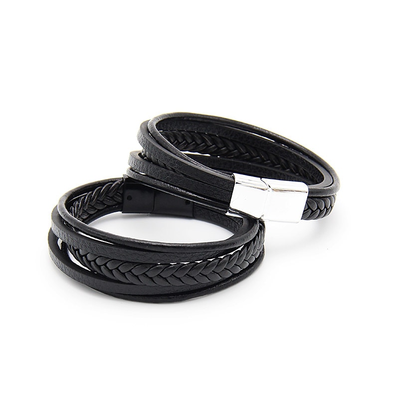 håndvevde smykke smykker fra flere lag fra lager, etnisk stil retro legering magnetisk spenne skinn armbånd 2025 - $6.99 –P10