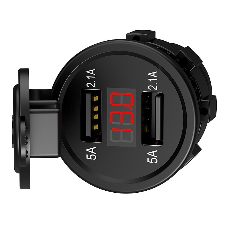 Dubbele USB Auto Lader Stopcontact Adapter - Waterdicht 5V 4.2A Snellader voor Mobiele Telefoons met Voltmeter  10A Veilige voor 12-24V Auto Boot Motorfiets 2025 - $17.99 –P17