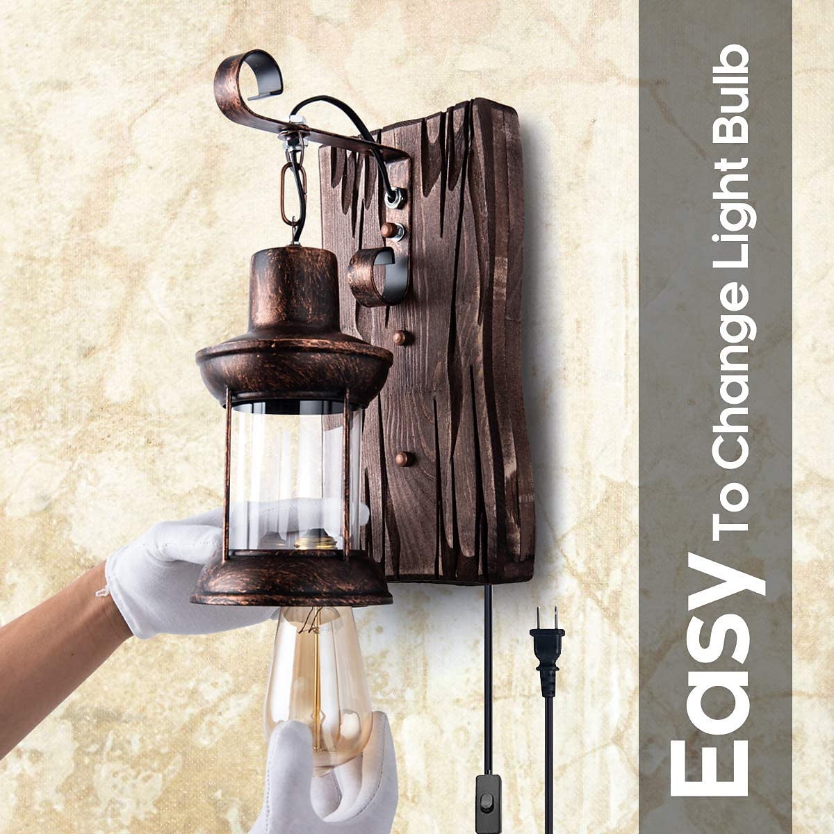 Lightinthebox светодиодный настенный светильник винтажный ретро деревянный металл живопись цветной настенный светильник бра светильник с вилкой длиной 6 футов и выключателем вилка 2026 - $113.99 –P6