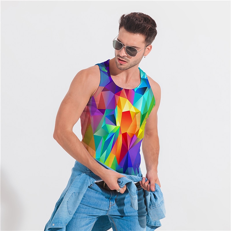 Per uomo Unisex Stampe astratte Geometria Camicia Canotte Maglieria intima Maglietta senza maniche da uomo Senza maniche maglietta Stampa 3D Rotonda Camicia Originale Essenziale Grande e alto del 2025 a $14.99 –P14