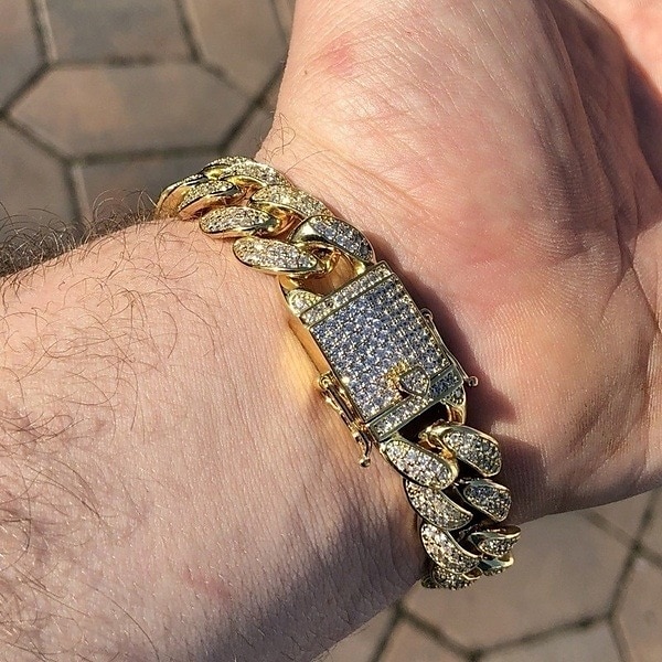 בגדי ריקוד גברים שרשרת וצמידים מצוק רחב תגובת שרשרת מאונך פאנק אופנתי קלסי טרנדי רוק אבן נוצצת צמיד תכשיטים זהב / כסף עבור מפלגה רחוב מתנה 2025 - $6.99 –P4