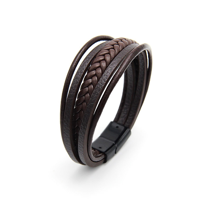 håndvevde smykke smykker fra flere lag fra lager, etnisk stil retro legering magnetisk spenne skinn armbånd 2025 - $6.99 –P5