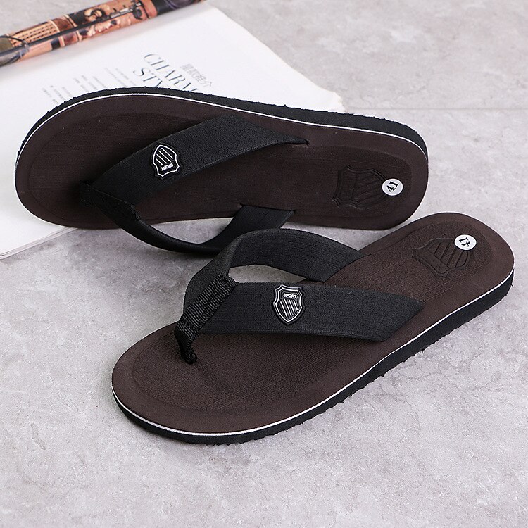 svarte flip-flop-sandaler for menn med polstret såle - komfortabelt uformelt strand- og sommersko 2026 - $11.99 –P4