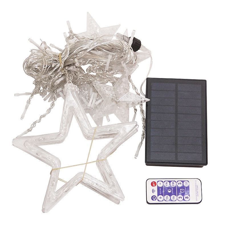 Luz de luna y estrella LED con energía solar y control remoto, iluminación navideña para vacaciones, luces LED de cadena flexibles para guirnalda, césped, patio, camping, decoración colorida, 2025 - $59.99 –P13