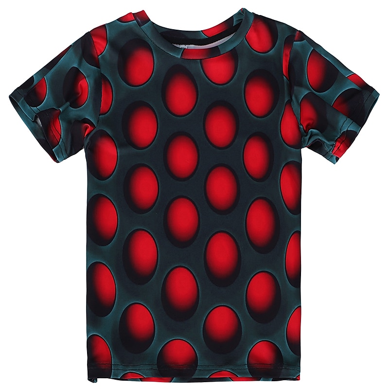 Gutt 3D Geometrisk Fargeblokk 3D Print T skjorte Kortermet 3D-utskrift Sommer Aktiv Sport Gatemote Barn Baby 2-13 år utendørs Daglig 2025 - $11.99 –P1