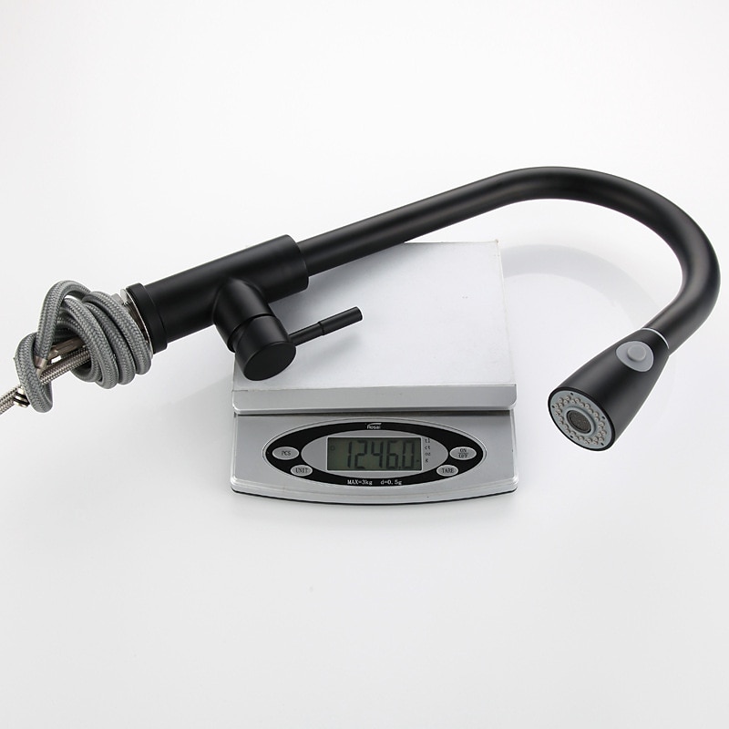 Baterie pentru chiuvetă de bucătărie cu pulverizare extrasă montată pe puntea de pulverizare, oțel inoxidabil 304 robinete pentru vas de bucătărie rotative 360 pentru chiuveta de spălat legume nichel periat negru 2025 - $64.99 –P5