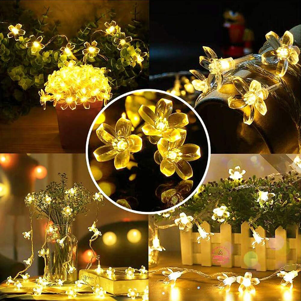 LED luz de fada da flor de cerejeira corda de 10 m à prova d 'água 100 leds luz de fada à prova d' água flores de cristal flores guirlanda decoração de casamento ao ar livre de 2025 por $21.99 –P1