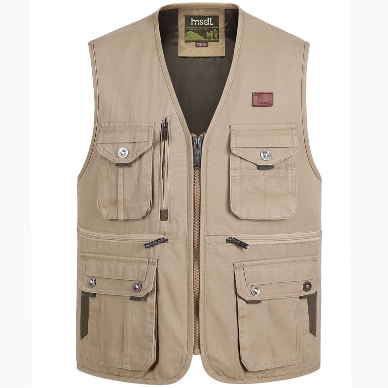 Men Fishing Hiking Vest Jacket Sleeveless Multi Pockets Coat Waistcoat Tops