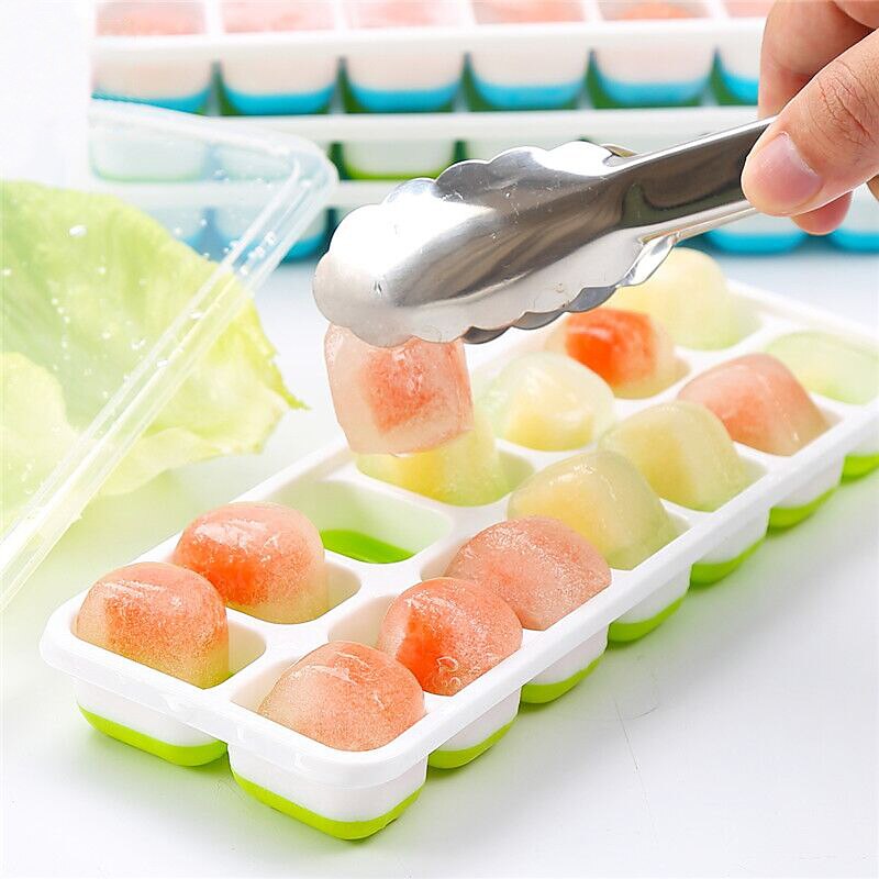14-Ice Cube Trays with Spill-Resistant Removable Lid, 4 Pack, Easy-Release  Silicone & Flexible, LFGB Certified for Cocktail, Freezer, Stackable Ice  Trays with Covers