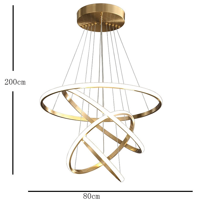 lampada a sospensione a led 4 anelli 80 cm moderna cerchio desgin lampada a sospensione rame ottone led 110-120 v 220-240 v del 2025 a $849.99 –P2