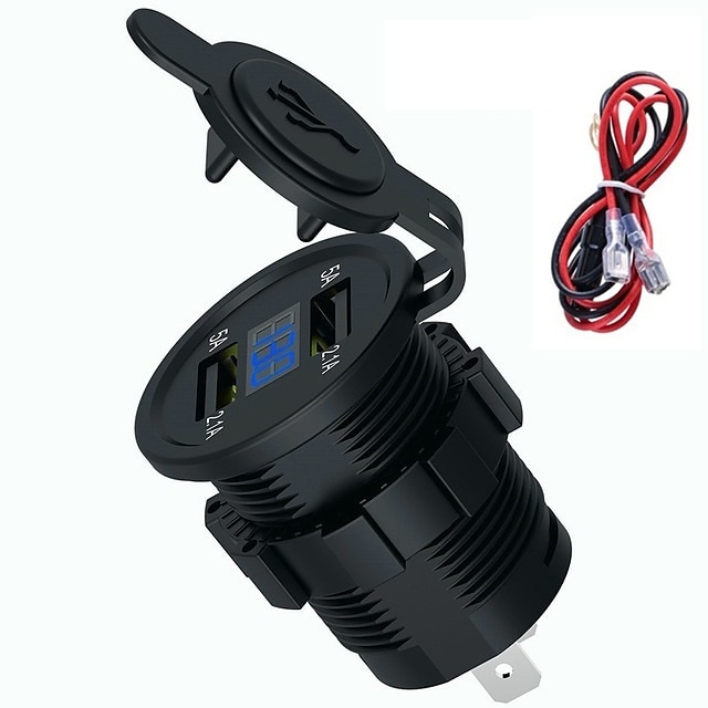 Dubbele USB Auto Lader Stopcontact Adapter - Waterdicht 5V 4.2A Snellader voor Mobiele Telefoons met Voltmeter  10A Veilige voor 12-24V Auto Boot Motorfiets 2025 - $17.99 –P11