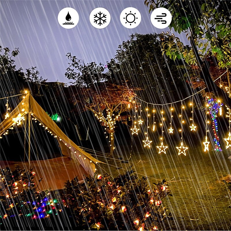 2026年 屋外ソーラーLEDストリングライト、カーテンライト、防水3.5M、フェアリー装飾、星の雰囲気の照明、ウェディングガーデンパティオの装飾用リモートコントロール付きカラフルランプ  コレクション – $45.99 –P6