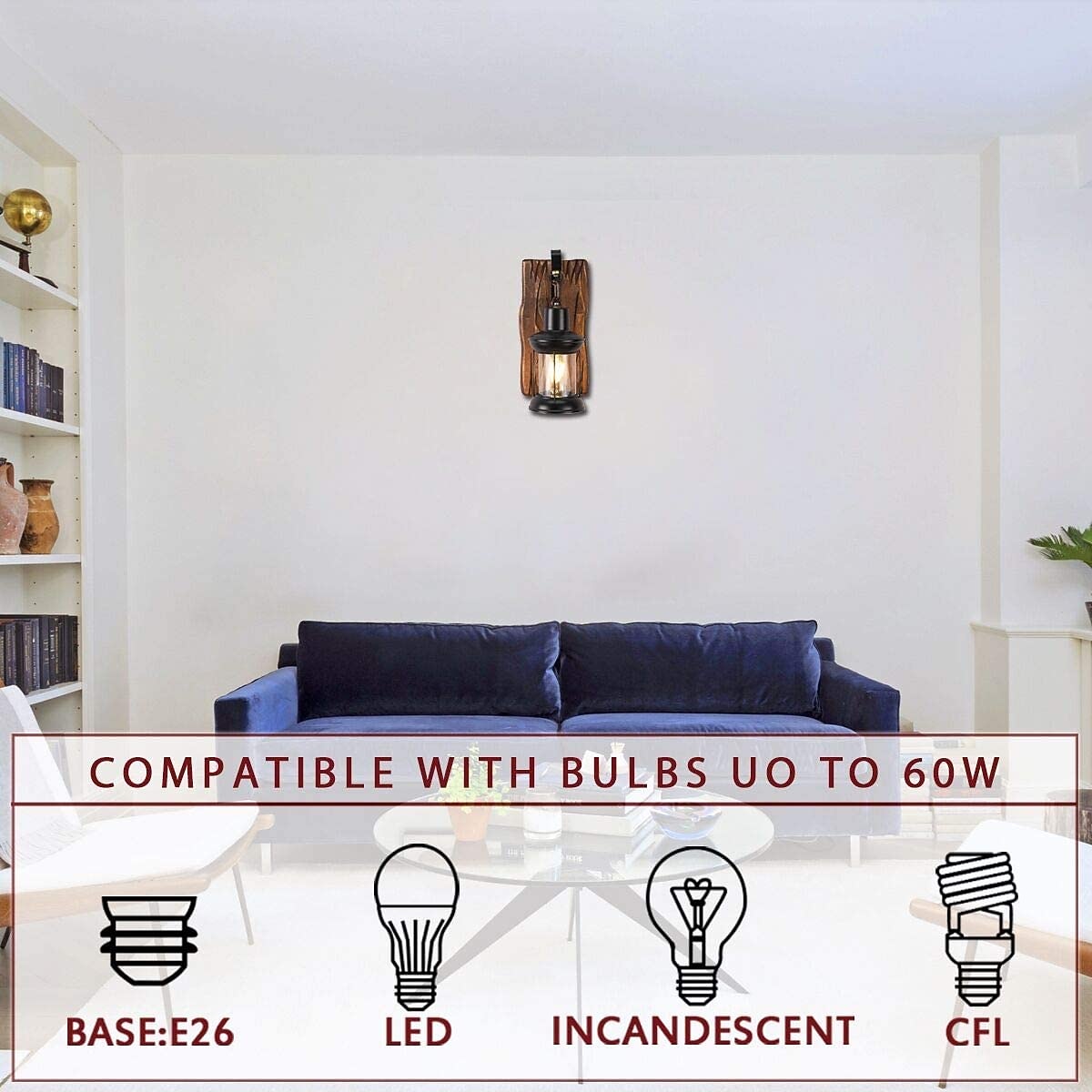 Lightinthebox светодиодный настенный светильник винтажный ретро деревянный металл живопись цветной настенный светильник бра светильник с вилкой длиной 6 футов и выключателем вилка 2026 - $113.99 –P1