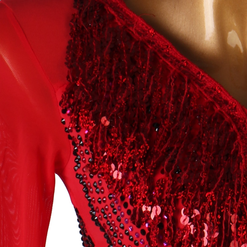 Ballroom Dance Dress Crystals / Rhinestones Sequins Women's Performance Training Long Sleeve Chiffon Chinlon Mesh 2025 - $176.99 –P2