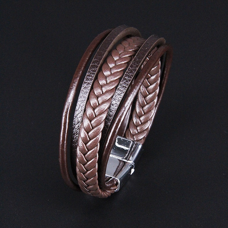 håndvevde smykke smykker fra flere lag fra lager, etnisk stil retro legering magnetisk spenne skinn armbånd 2025 - $6.99 –P4