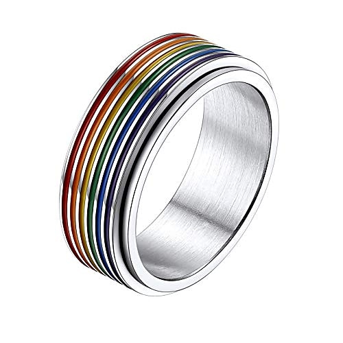 anelli prosteel pride per donna uomo taglia 9 in acciaio inossidabile lgbtq pride rainbow fidget ring del 2025 a $9.99 –P1