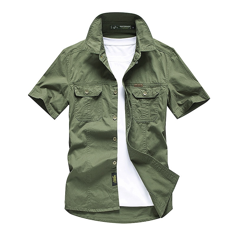 Voor heren Overhemd Werkkleding shirts Werkhemden Overhemd met knopen Cargoshirt Zwart Geel Leger Groen blauw Khaki Korte mouw Effen Kraag Strijkijzer Casual Dagelijks Button-omlaag Kleding 100 2025 - $30.99 –P3