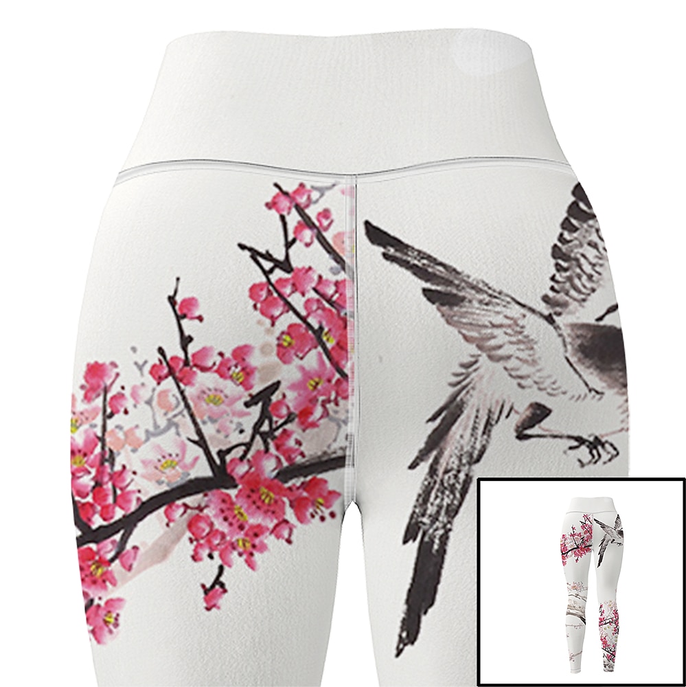 Per donna Pantaloni da yoga Sollevamento glutei Controllo addominale Vita Alta Allenamento in Palestra Corsa Fitness Collant Leggings Uccello Floreale Bianco Autunno Inverno Gli sport Abbigliamento del 2026 a $16.49 –P9