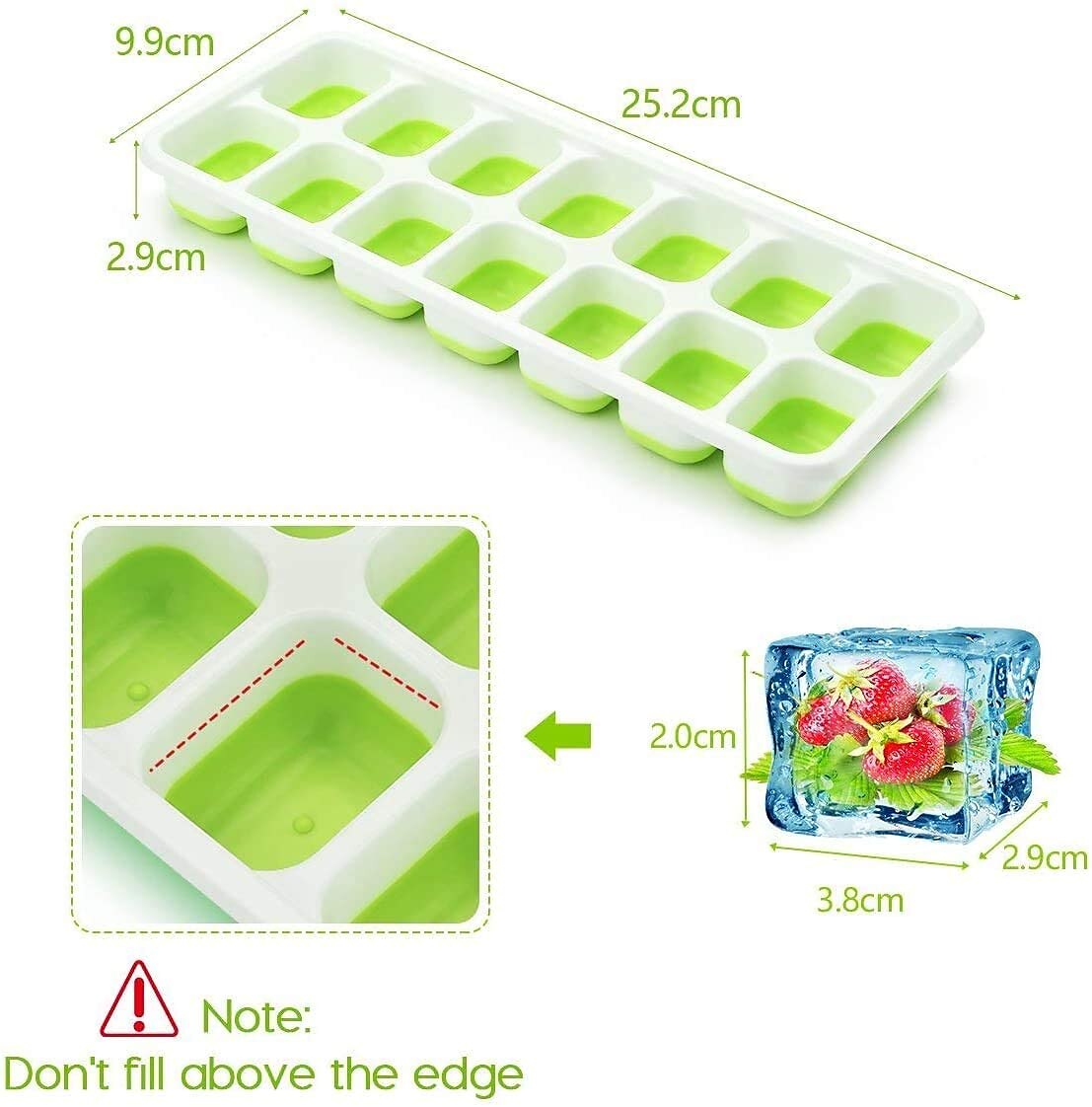 Silicone Ice Cube Tray, 4 Pack Easy-Release & Flexible 14-Ice Cube Trays  with Spill-Resistant Removable Lid, Stackable Ice Trays with Covers for  Freezer, Cocktail (Yellow) 