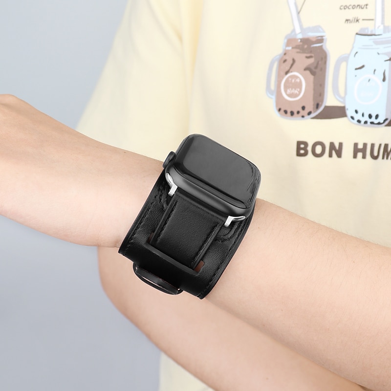 Genuine Leather Smart Watch Band Compatible with Apple iWatch 49mm 45mm 44mm 42mm 41mm 40mm 38mm Sreies Ultra SE 8 7 6 5 4 3 2 1 for Smartwatch Strap Wristband Women Luxury Bracelet 2025 - $29.99 –P8