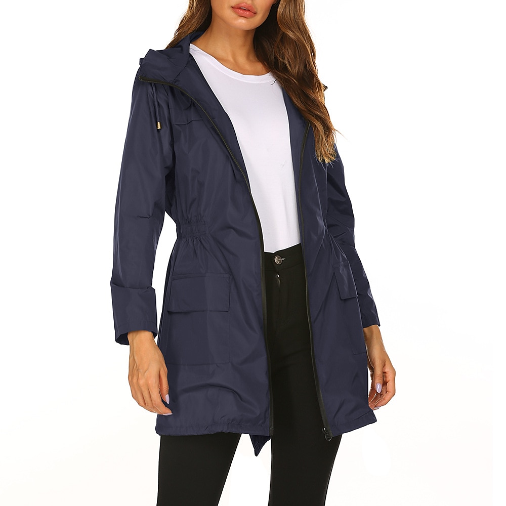 Women's Hiking Raincoat Waterproof Hiking Jacket Rain Jacket Spring Winter Outdoor Thermal Warm Waterproof Windproof Quick Dry Outerwear Coat Top Fishing Climbing Casual Black Navy Blue Dark Green 2026 - $36.99 –P13