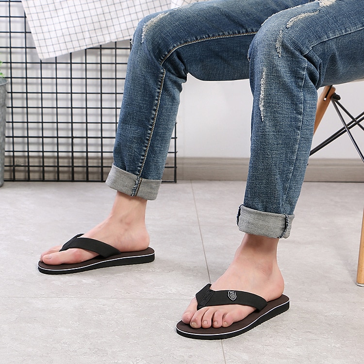 svarte flip-flop-sandaler for menn med polstret såle - komfortabelt uformelt strand- og sommersko 2026 - $11.99 –P6