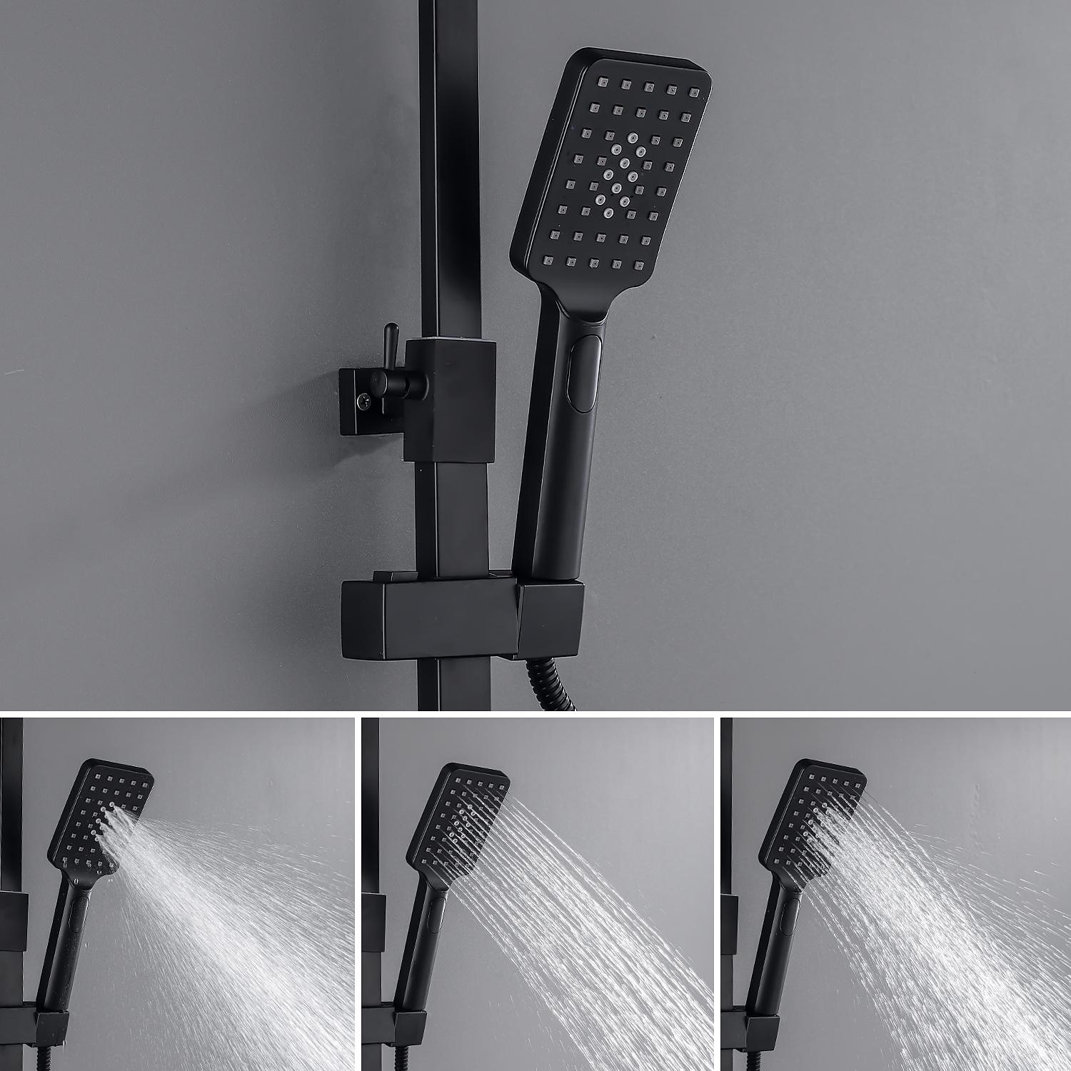 Robinet de douche, système de pommeau de douche à effet pluie Ensemble de mitigeur thermostatique - douchette incluse douche à effet pluie extractible finitions peintes antiques contemporaines de 2025 ? $307.79 –P8