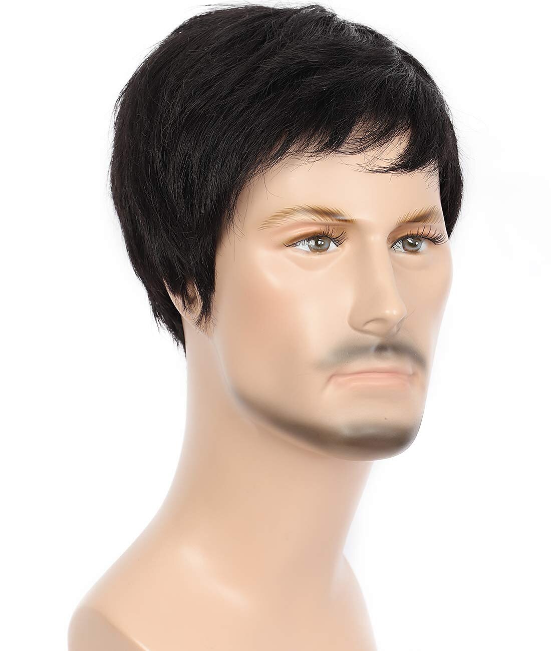 brune parykker for menn kort rett svart parykk for menn som passer for middelaldrende og eldre menn 2025 - $28.99 –P3