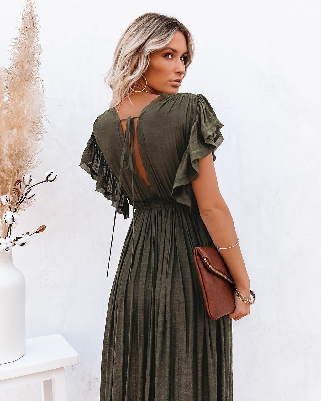 Női Keki zöld Narancssárga Rust Red Fekete Nyár Tavasz Ősz Hosszú ruha Maxi ruha Vászon ihletésű ruhák hétköznapi ruha Swing ruha Boho Tengerpart Laza öltözet Tiszta szín V-alakú 2025 - $32.99 –P3