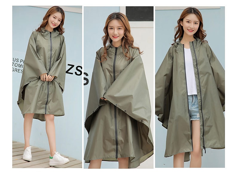 Men's Women's Rain Poncho Hiking Raincoat Waterproof Hiking Jacket Summer Outdoor Waterproof Breathable Quick Dry Lightweight Jacket Poncho Top Fishing Climbing Army green (unisex) Matcha 2025 - $29.99 –P11
