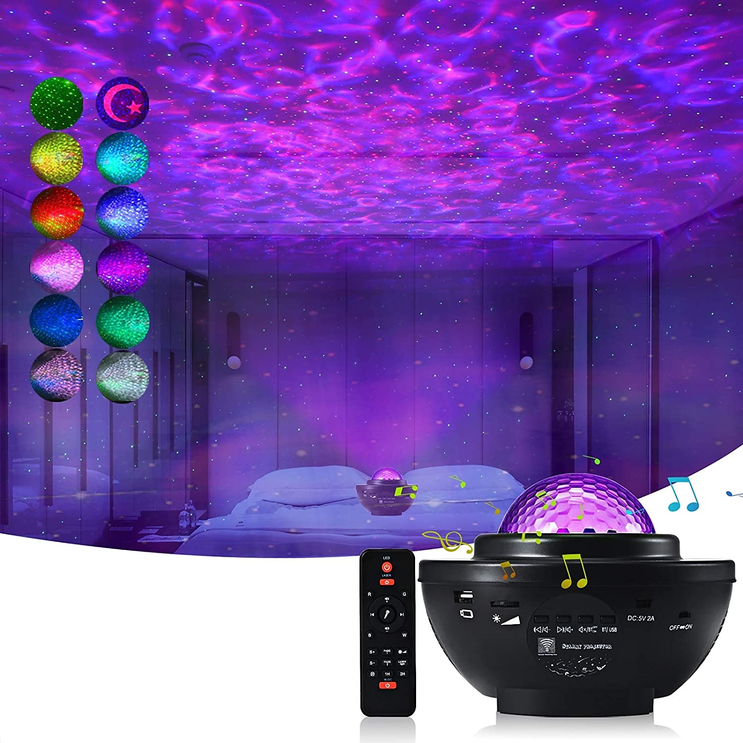 Halloween 6 Modos Iluminación Proyector Dormitorio con Rotación 360 Grados de Estrellas y Cosmos Cumpleaños SUVOM Lámpara Proyector Infantil Luz de Nocturna para Niños y Bebés Navidad Vacaciones