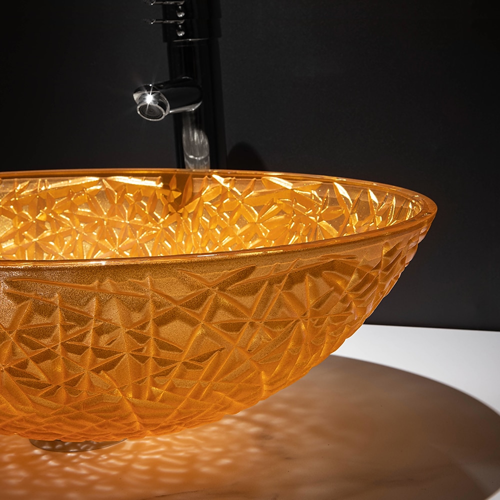 Modern Luxury Art Orange Oval Die Cast Glass Wash Basin With Faucet, Basin Holder And Drain 2025 - $404.99 –P13