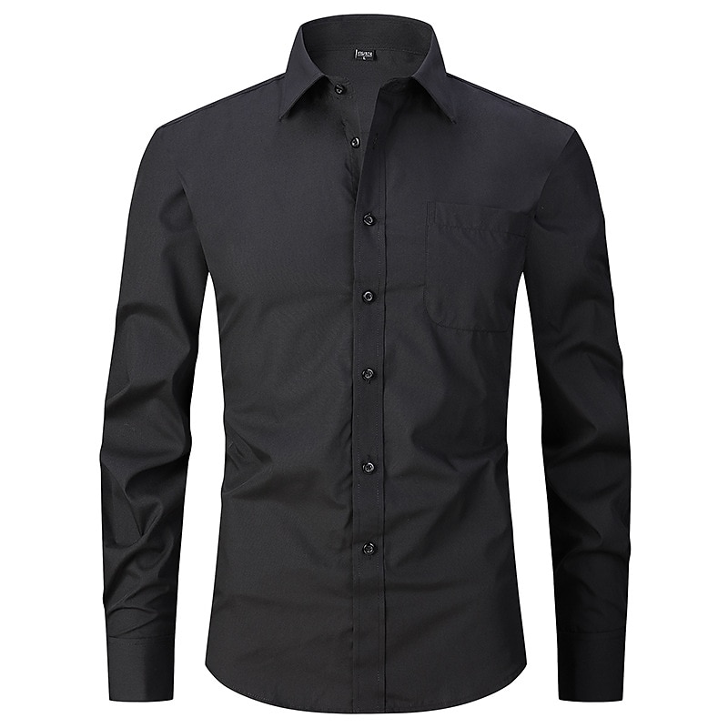 Herren Kleidhemd Bügelfreies Hemd Kragenhemd Knopfhemd Einfach Hochzeit Outdoor Schwarz Weiß Blau Purpur Langarm Umlegekragen Sommer Frühling Bekleidung Button-Down 2025 - $25.99 –P1