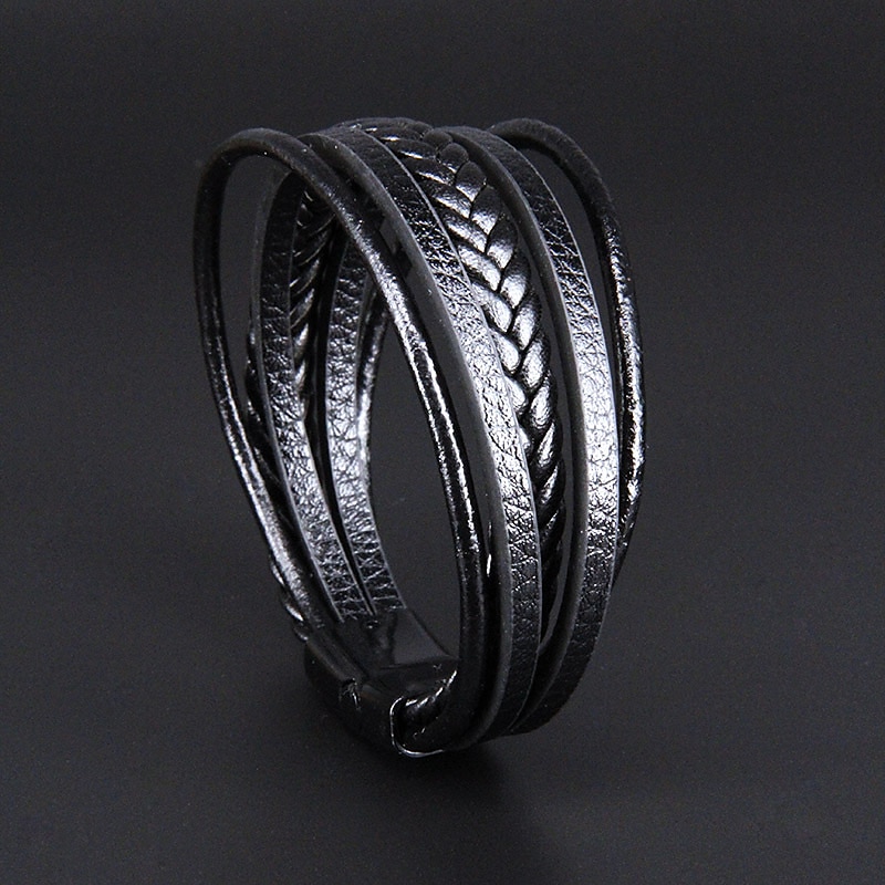 håndvevde smykke smykker fra flere lag fra lager, etnisk stil retro legering magnetisk spenne skinn armbånd 2025 - $6.99 –P7