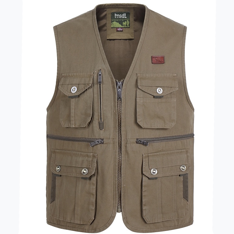 Travel Men's Fishing Vest Solid Color Waistcoat For Camping Breathable Mesh C 