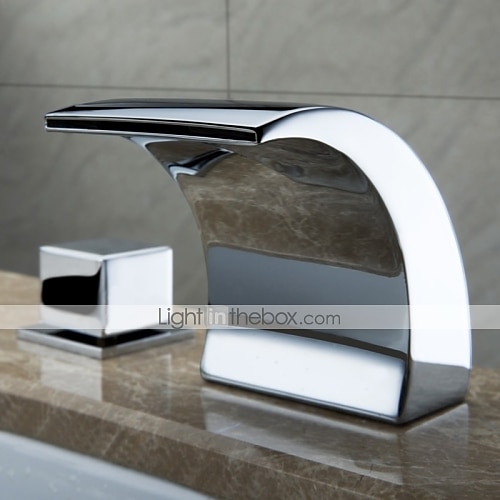 waterval badkamer wastafel kraan led-licht op het dek gemonteerd messing, wijdverspreide 2-handgreep 3-gats badvatkranen met warm en koud waterslang 2025 - $186.99 –P10