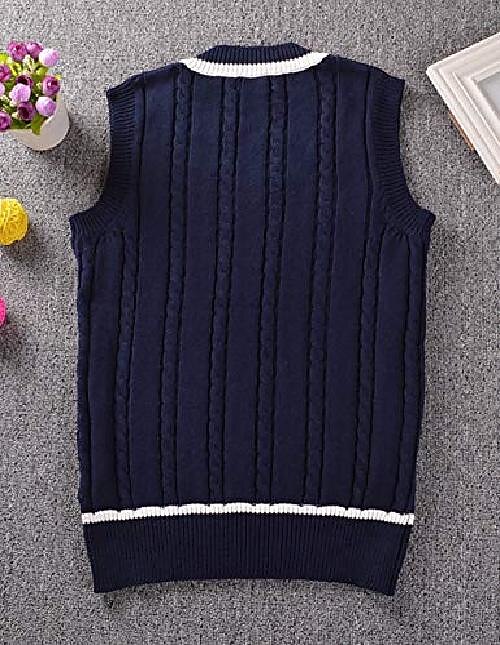 Women's Sweater Vest V Neck Cable Knit Polyester Knitted Fall Winter Cropped School Daily Holiday Basic Casual Sleeveless Solid Color Navy White Red S M L 2023 - US $27.99 –P3