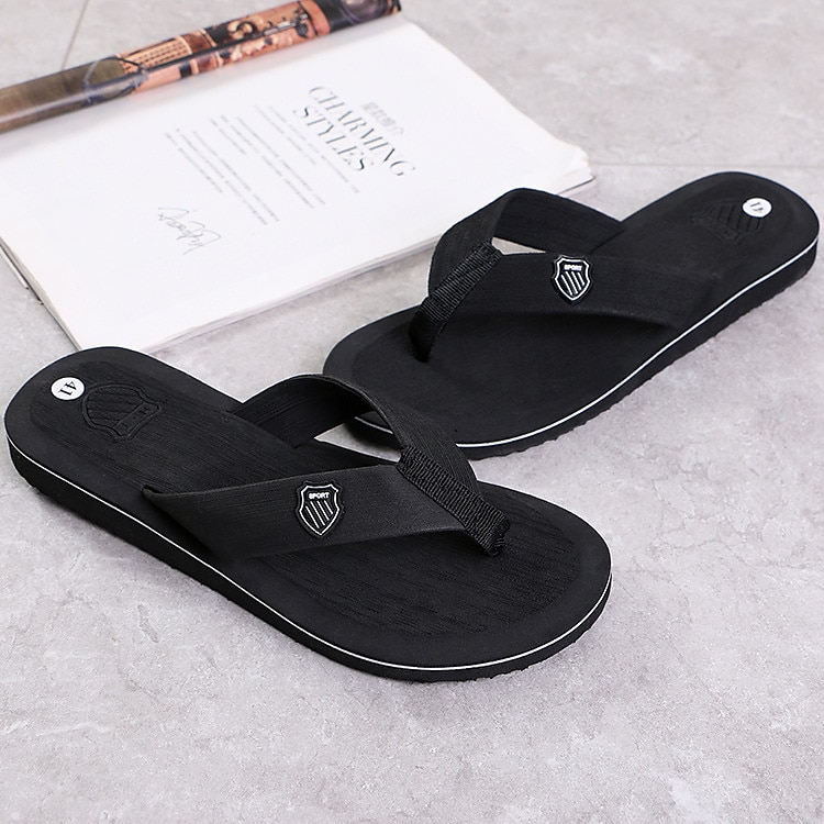 svarte flip-flop-sandaler for menn med polstret såle - komfortabelt uformelt strand- og sommersko 2026 - $11.99 –P14
