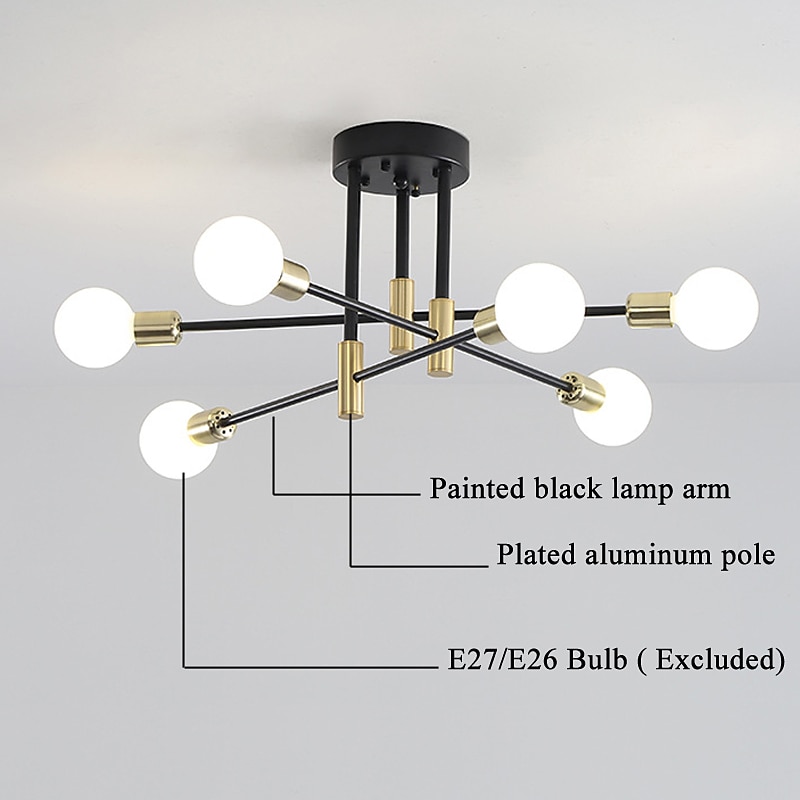 LED Ceiling Light 60 cm Sputnik Design Chandelier Metal Artistic Style Sputnik Industrial Painted Finishes Artistic Nordic Style 110-120V 220-240V 2025 - $97.99 –P9