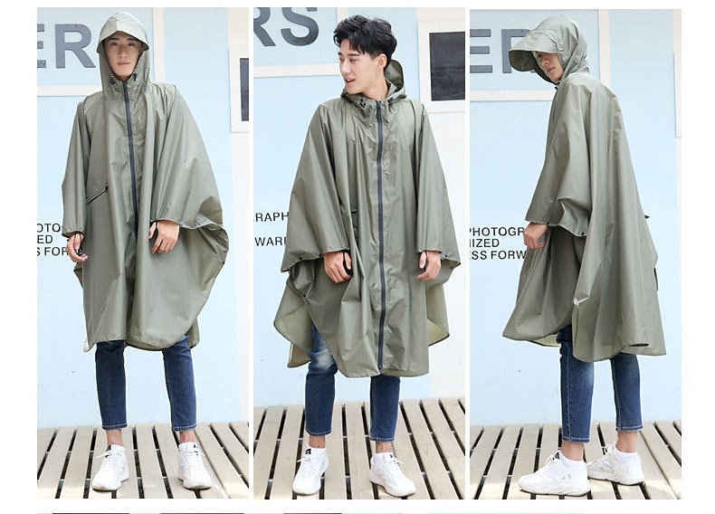 Men's Women's Rain Poncho Hiking Raincoat Waterproof Hiking Jacket Summer Outdoor Waterproof Breathable Quick Dry Lightweight Jacket Poncho Top Fishing Climbing Army green (unisex) Matcha 2025 - $29.99 –P12
