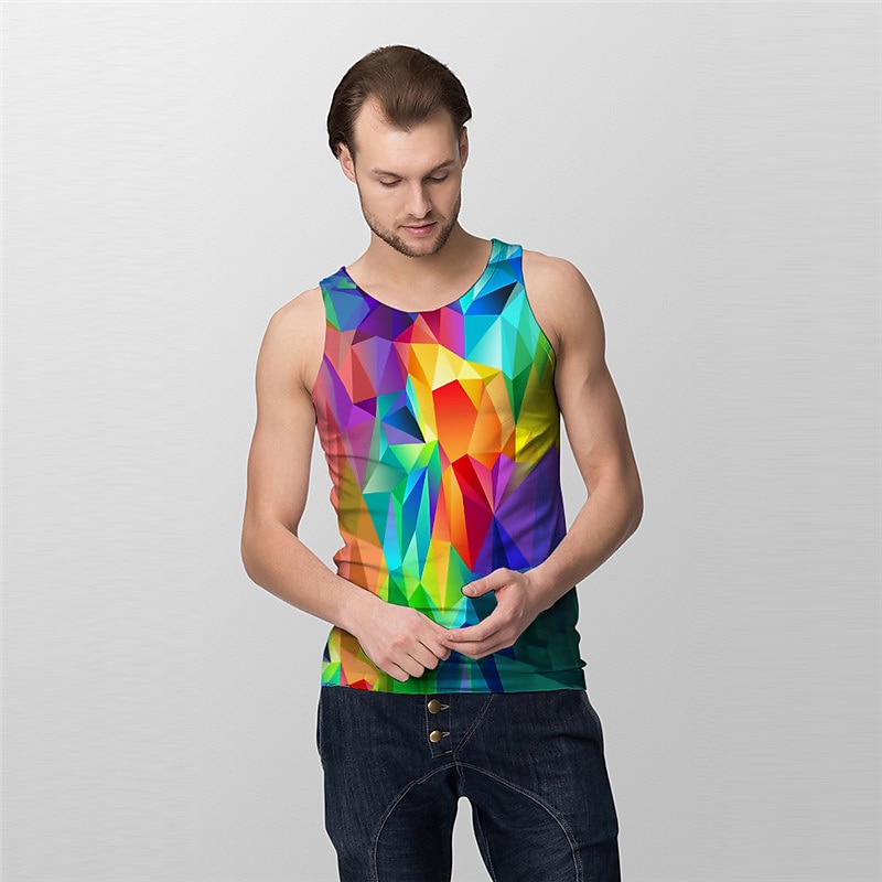 Per uomo Unisex Stampe astratte Geometria Camicia Canotte Maglieria intima Maglietta senza maniche da uomo Senza maniche maglietta Stampa 3D Rotonda Camicia Originale Essenziale Grande e alto del 2025 a $14.99 –P11