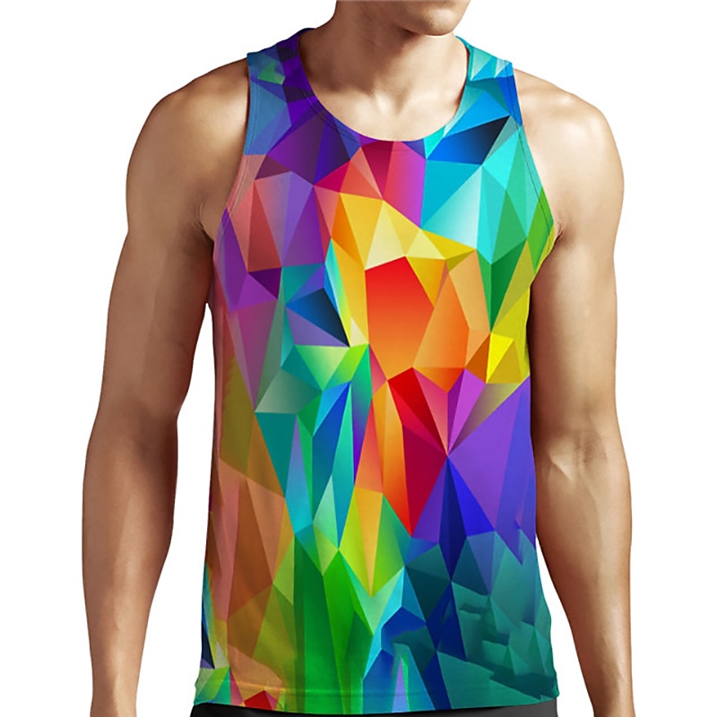 Per uomo Unisex Stampe astratte Geometria Camicia Canotte Maglieria intima Maglietta senza maniche da uomo Senza maniche maglietta Stampa 3D Rotonda Camicia Originale Essenziale Grande e alto del 2025 a $14.99 –P1