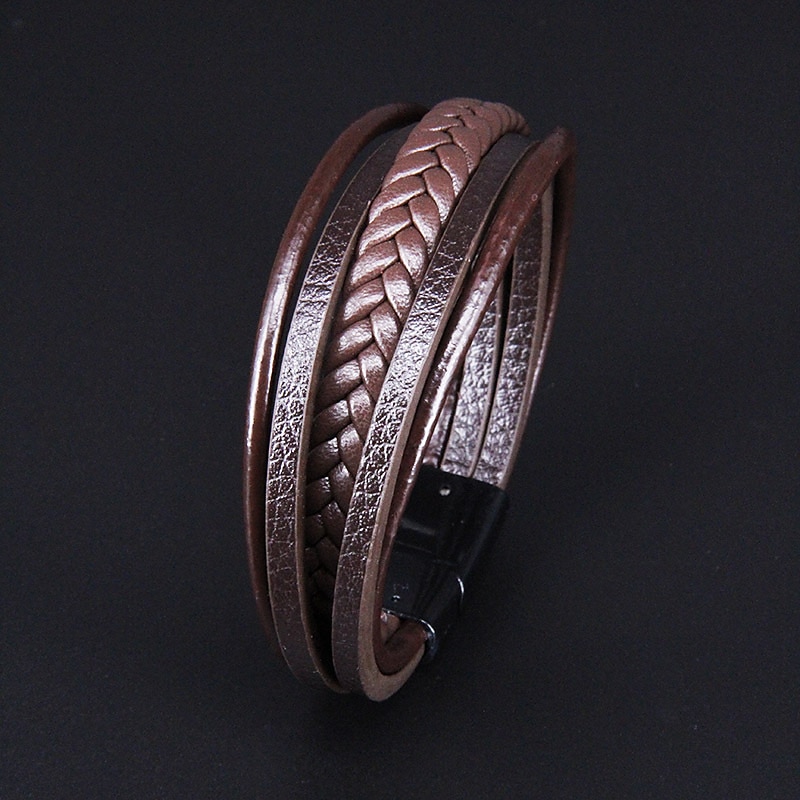 håndvevde smykke smykker fra flere lag fra lager, etnisk stil retro legering magnetisk spenne skinn armbånd 2025 - $6.99 –P3