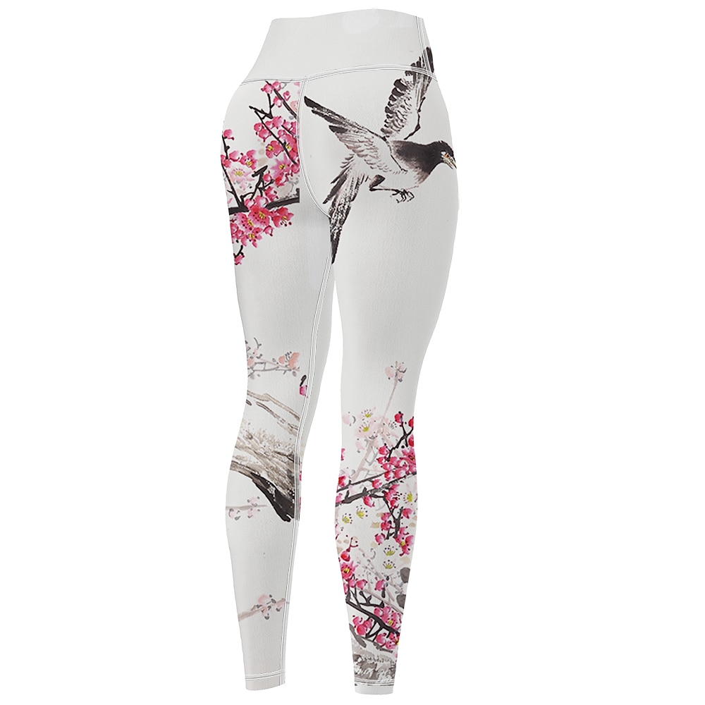 Per donna Pantaloni da yoga Sollevamento glutei Controllo addominale Vita Alta Allenamento in Palestra Corsa Fitness Collant Leggings Uccello Floreale Bianco Autunno Inverno Gli sport Abbigliamento del 2026 a $16.49 –P5