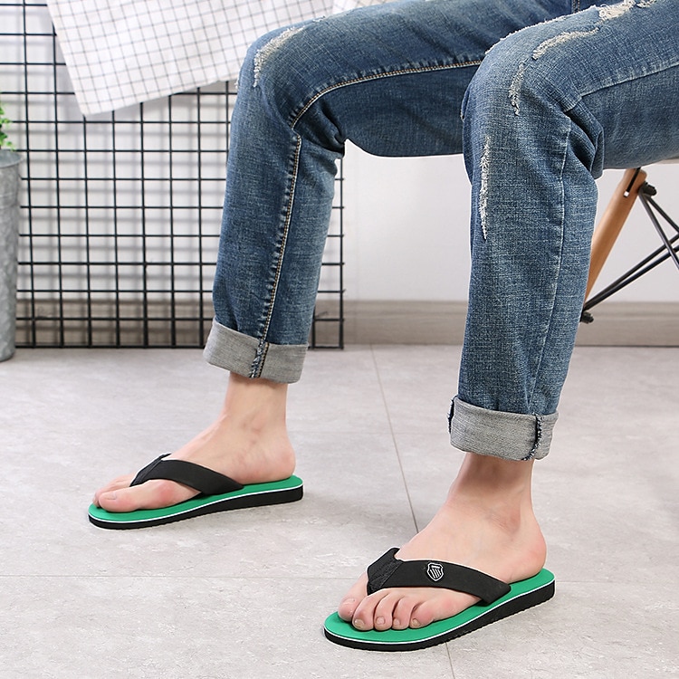 svarte flip-flop-sandaler for menn med polstret såle - komfortabelt uformelt strand- og sommersko 2026 - $11.99 –P11
