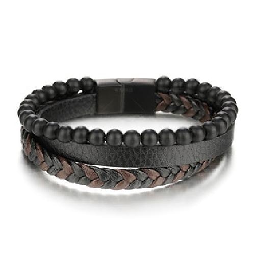 håndvevde smykke smykker fra flere lag fra lager, etnisk stil retro legering magnetisk spenne skinn armbånd 2025 - $6.99 –P20