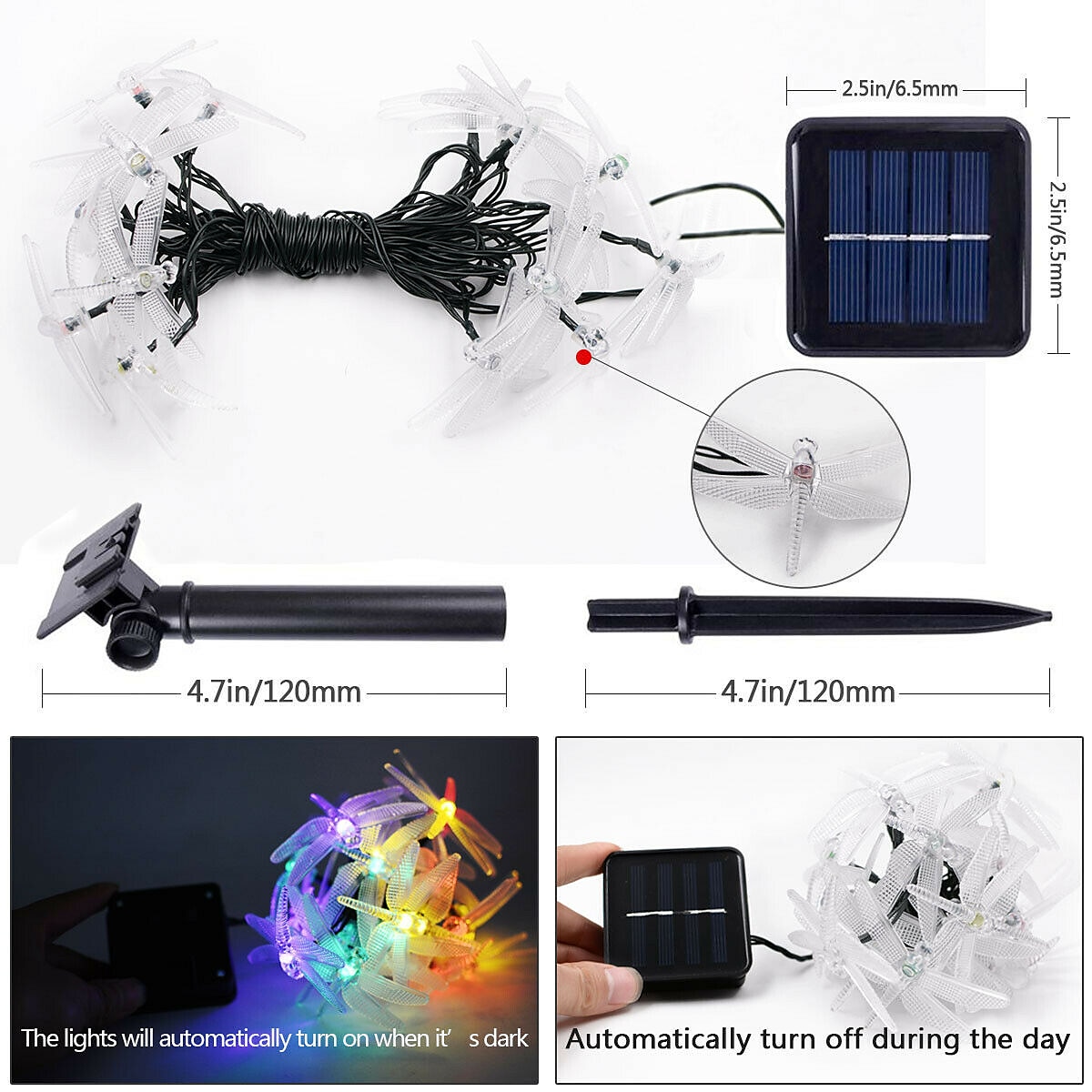 Dragonfly Solar String Lights Outdoor 6.5M 30LEDs Waterproof Solar Fairy Lights 8 Modes Decorative Lights for Patio Garden Yard Fence Wedding Christmas Party Warm White RGB Multicolor 2025 - $33.99 –P4